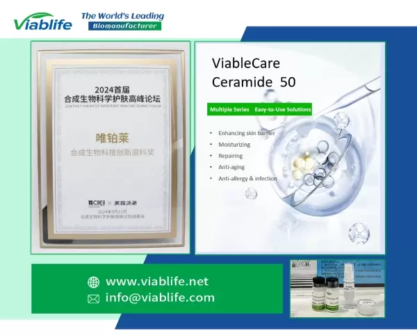 Congratulazioni a Viablife! ViableCare Ceramide 50 vince il premio "Synthetic Biotechnology Innovative Ingredients Award"!