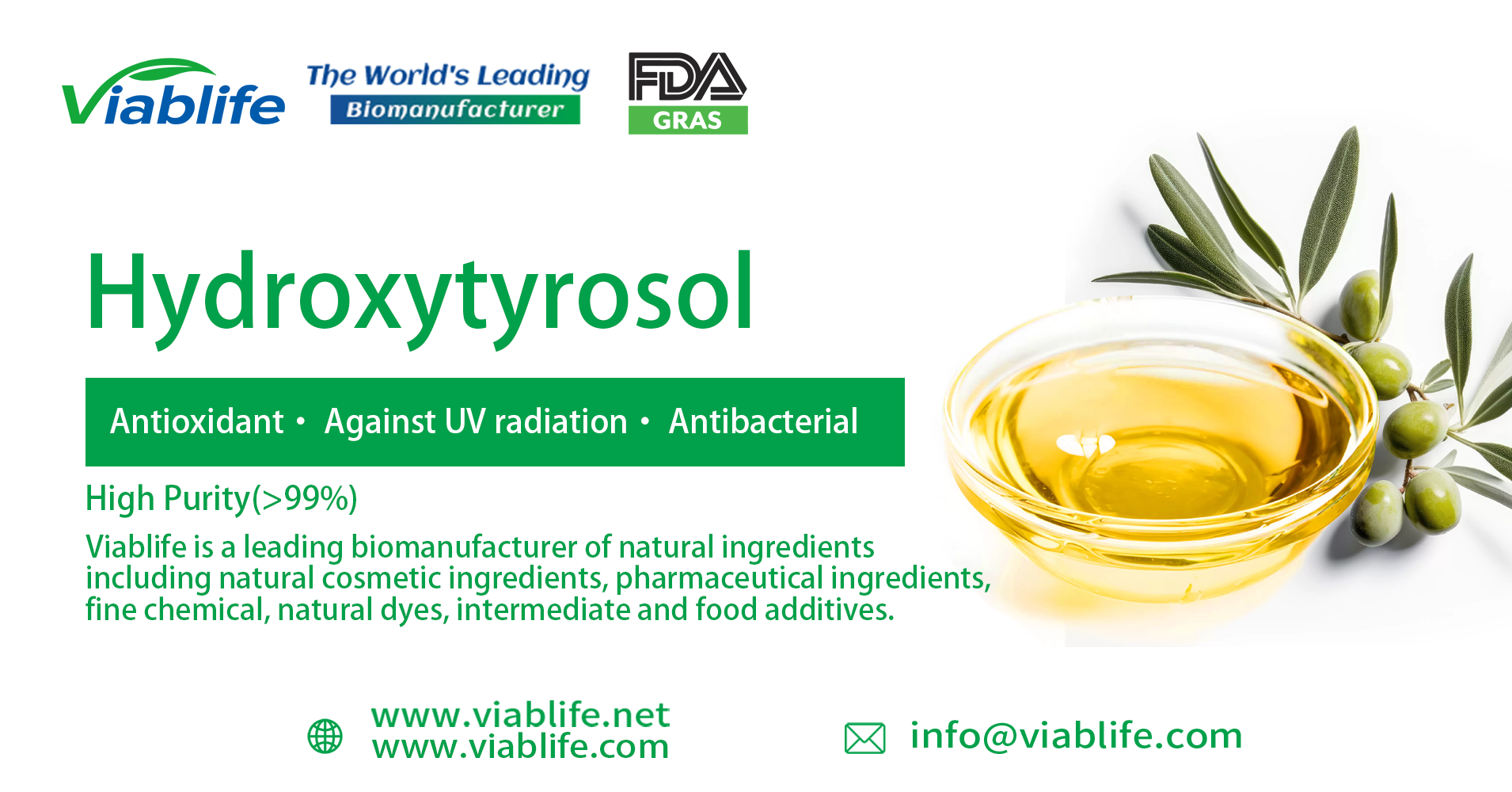 Viablife ottiene la certificazione GRAS della FDA statunitense per l'idrossitirosolo biosintetizzato altamente scalabile