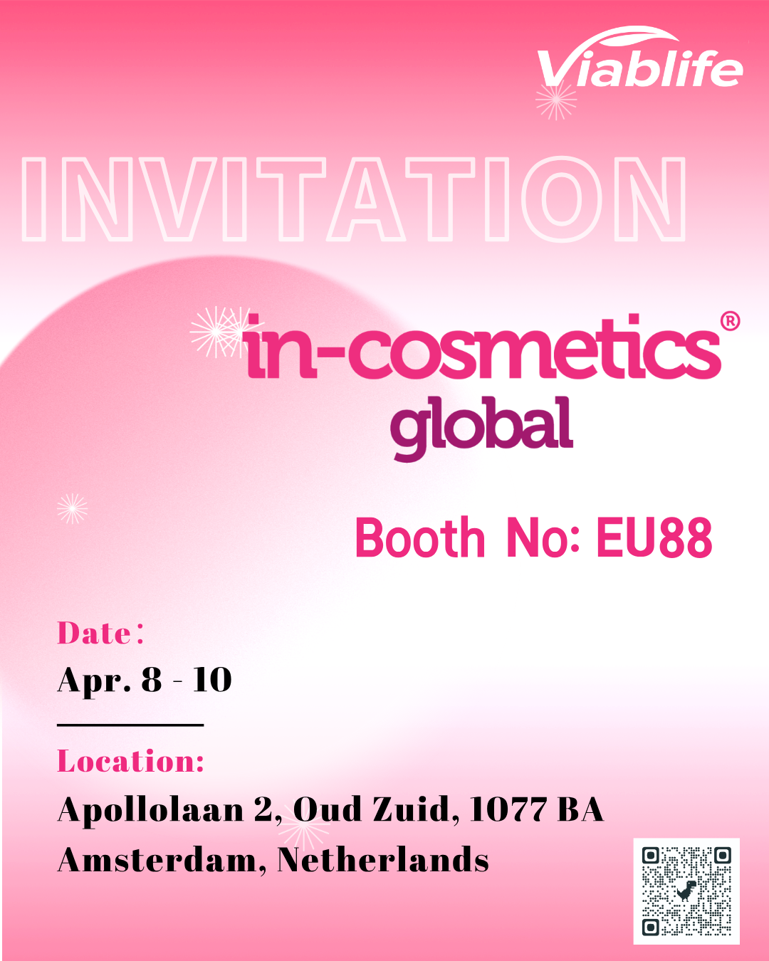 Viablife ti invita a partecipare a In-Cosmetics Global!
