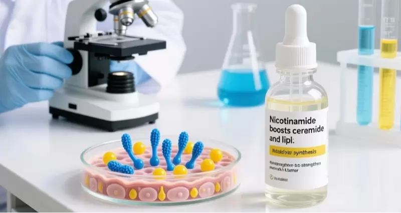 La nicotinamide stimola la sintesi di ceramidi e lipidi per rafforzare la barriera cutanea